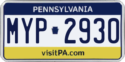 PA license plate MYP2930