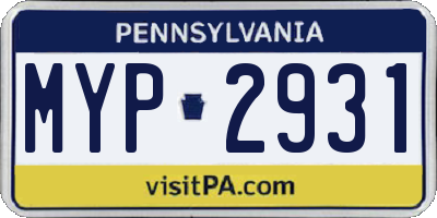 PA license plate MYP2931