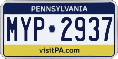 PA license plate MYP2937