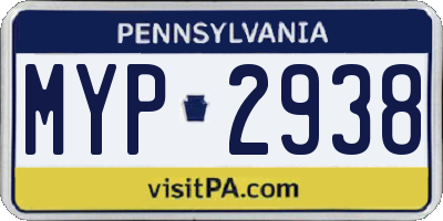 PA license plate MYP2938