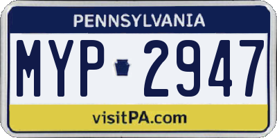 PA license plate MYP2947