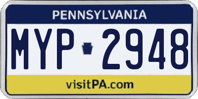 PA license plate MYP2948