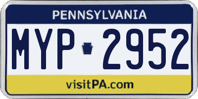 PA license plate MYP2952