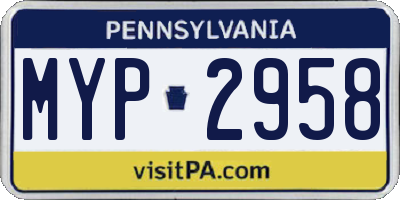 PA license plate MYP2958