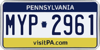 PA license plate MYP2961