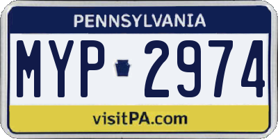 PA license plate MYP2974