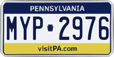 PA license plate MYP2976