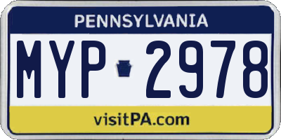 PA license plate MYP2978