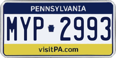 PA license plate MYP2993