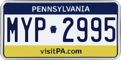 PA license plate MYP2995