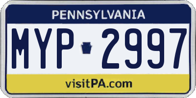 PA license plate MYP2997