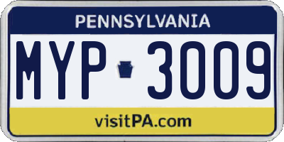 PA license plate MYP3009