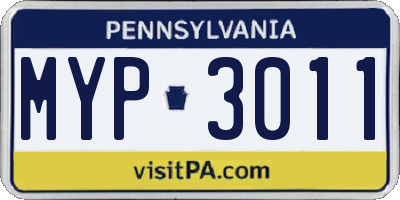PA license plate MYP3011