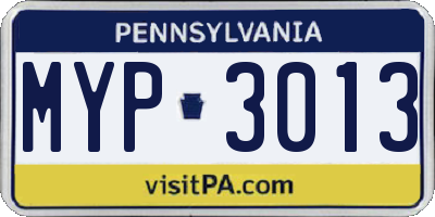 PA license plate MYP3013