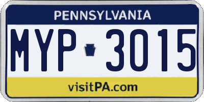 PA license plate MYP3015