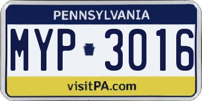 PA license plate MYP3016