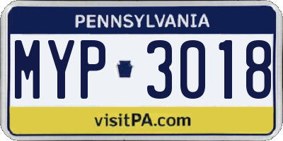 PA license plate MYP3018