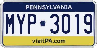 PA license plate MYP3019