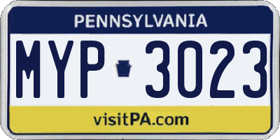 PA license plate MYP3023