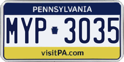 PA license plate MYP3035