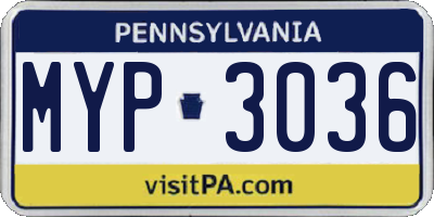 PA license plate MYP3036