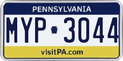 PA license plate MYP3044
