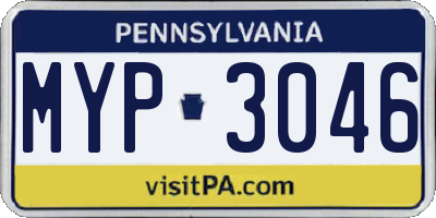 PA license plate MYP3046