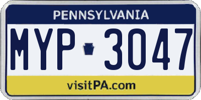 PA license plate MYP3047
