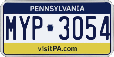 PA license plate MYP3054
