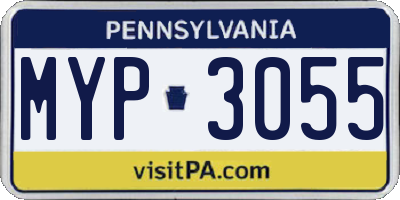 PA license plate MYP3055