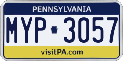 PA license plate MYP3057
