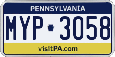 PA license plate MYP3058