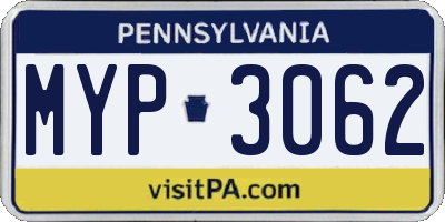PA license plate MYP3062
