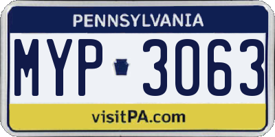 PA license plate MYP3063