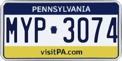 PA license plate MYP3074