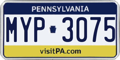 PA license plate MYP3075