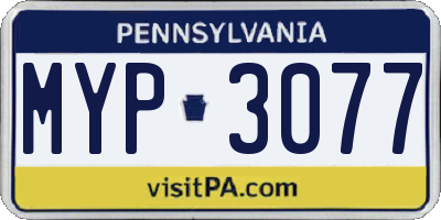 PA license plate MYP3077