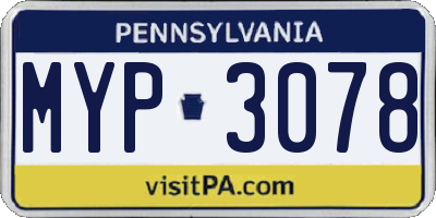 PA license plate MYP3078
