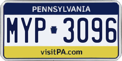 PA license plate MYP3096