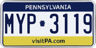 PA license plate MYP3119
