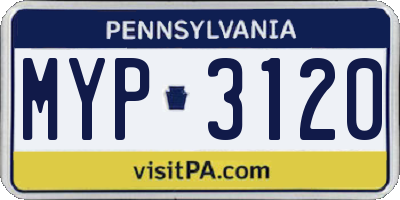 PA license plate MYP3120