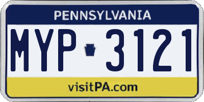 PA license plate MYP3121