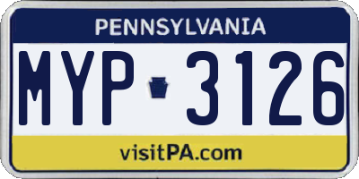 PA license plate MYP3126