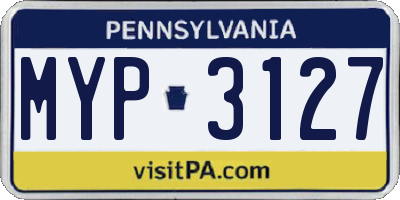 PA license plate MYP3127