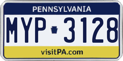 PA license plate MYP3128