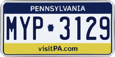 PA license plate MYP3129