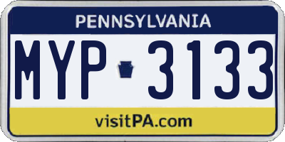 PA license plate MYP3133