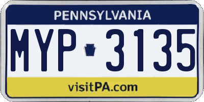 PA license plate MYP3135