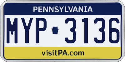 PA license plate MYP3136