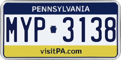 PA license plate MYP3138